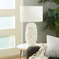 28" White Ceramic Coastal Table Lamp