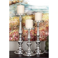 Silver Aluminum Traditional Candle Holder Set