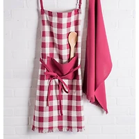 Wine Heavyweight Check Fringed Chef Apron