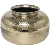 8" Gold Aluminum Brushed Vase with Hammered Top