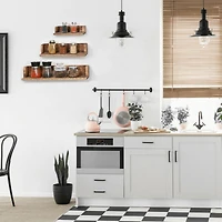 NEX™ Walnut Wall-Mounted Wooden Floating Shelves Set