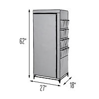 Honey Can Do 27" Gray Portable Wardrobe Closet with Cover & Side Pockets