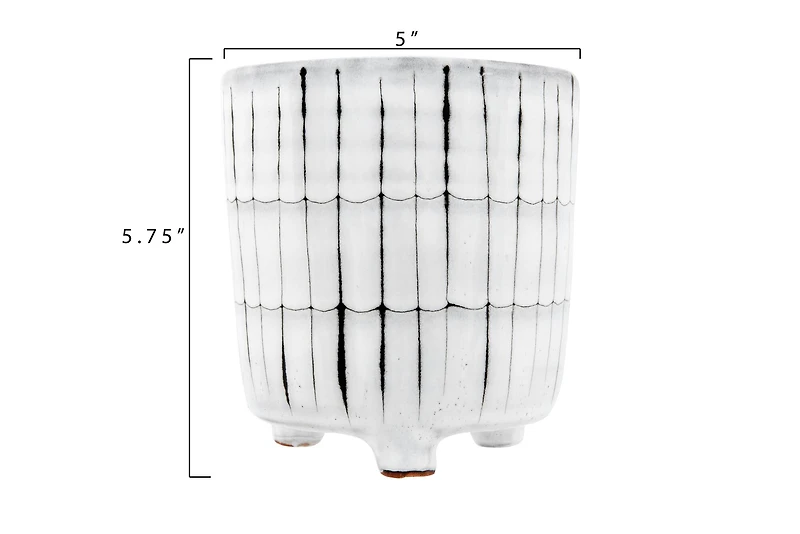 Hello Honey® 5" White & Black Terra Cotta Footed Planter