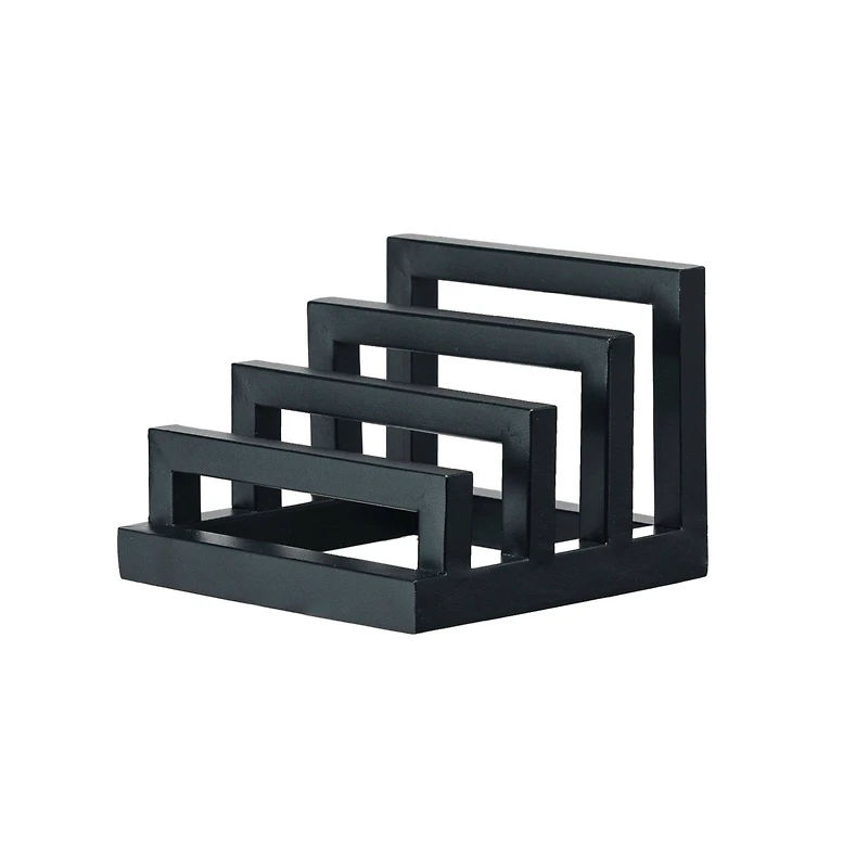Hello Honey® Tri-Sectional Black Metal Plate Stand Organizer