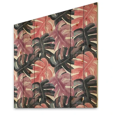 Designart - Colored Monstera On Rough Brush Strokes II