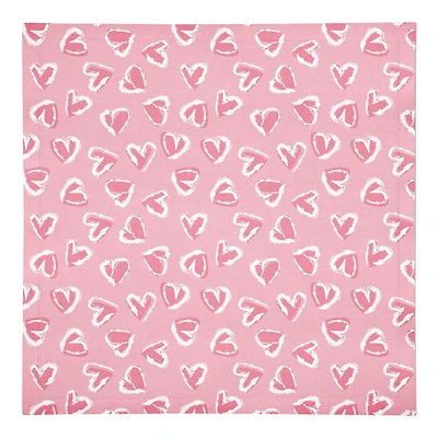 Pink Cute Hearts Beverage Napkin