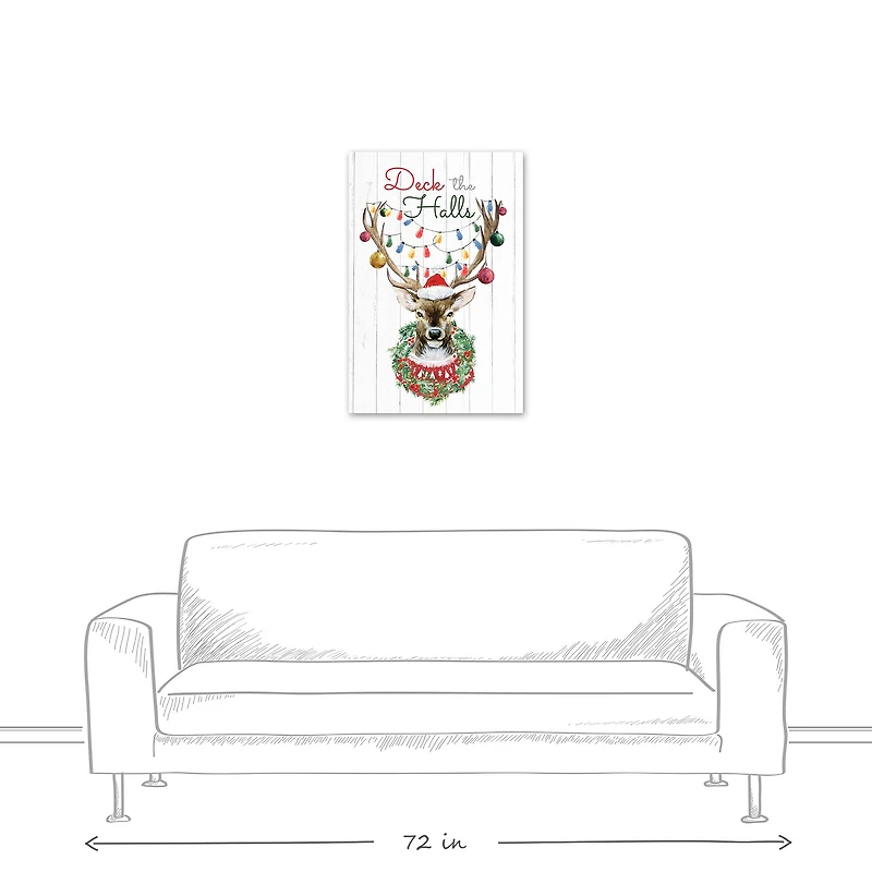 Deck the Halls Reindeer Canvas Wall Art
