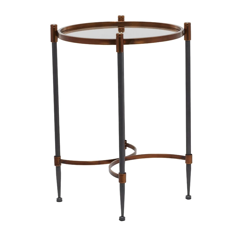 25" Black Iron Traditional Accent Table