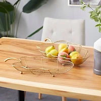 Set of 2" Gold Metal Traditional Tray 23", 19"