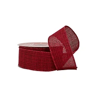 1.5" x 30ft. Burgundy Wired Faux Linen Ribbon by Celebrate It®