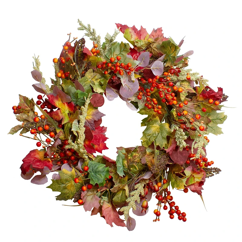 26" Leaves & Berries Fall Harvest Wreath