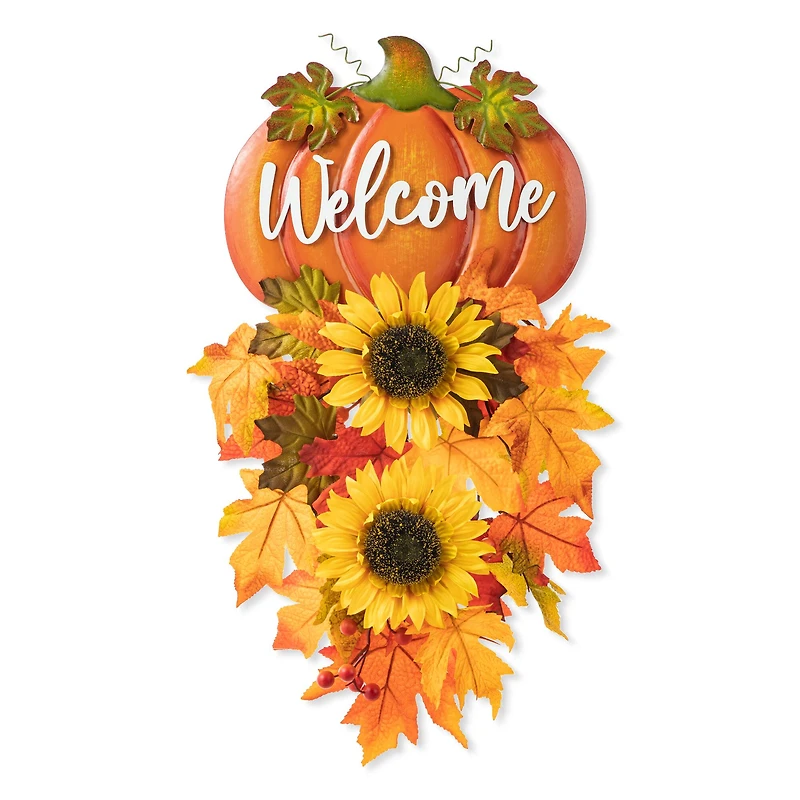 Glitzhome® 22.5" Fall Metal Pumpkin & Sunflower Wall Décor