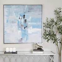 Blue Wood Contemporary Framed Wall Art 40" x 39" x 2"