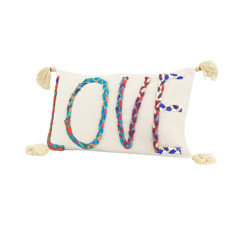 Love Chindi Appliqued Cotton Pillow