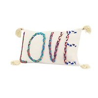 Love Chindi Appliqued Cotton Pillow