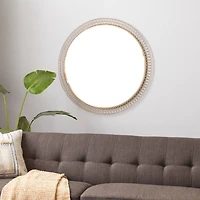 37" Gold Metal Contemporary Round Wall Mirror