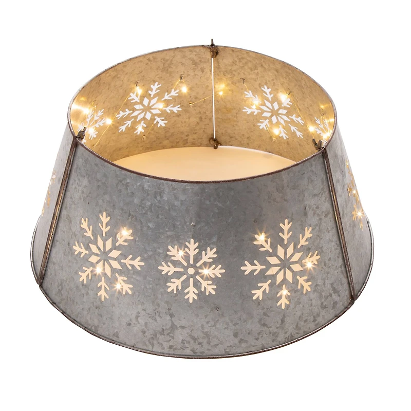 Glitzhome® 21" Snowflake Diecut Metal Tree Collar with Light String