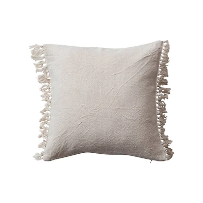 Hello Honey® 20" White Soft Cotton Pillow with Fringe