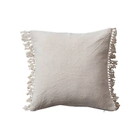 Hello Honey® 20" White Soft Cotton Pillow with Fringe