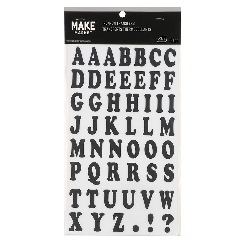 1" Black Alphabet Iron-On Transfers by Make Market®