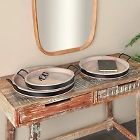 Round Wood Decorative Nesting Tray Set