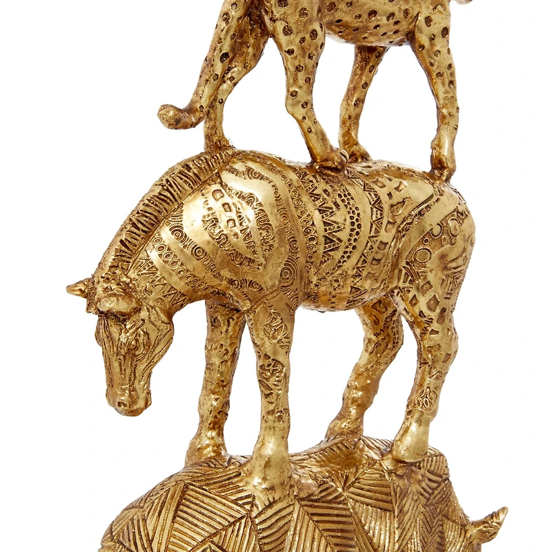 15" Gold Glam Stacked Animal Sculpture