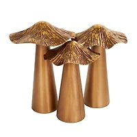 Bronze Metal Textured Mushroom Sculpture Set