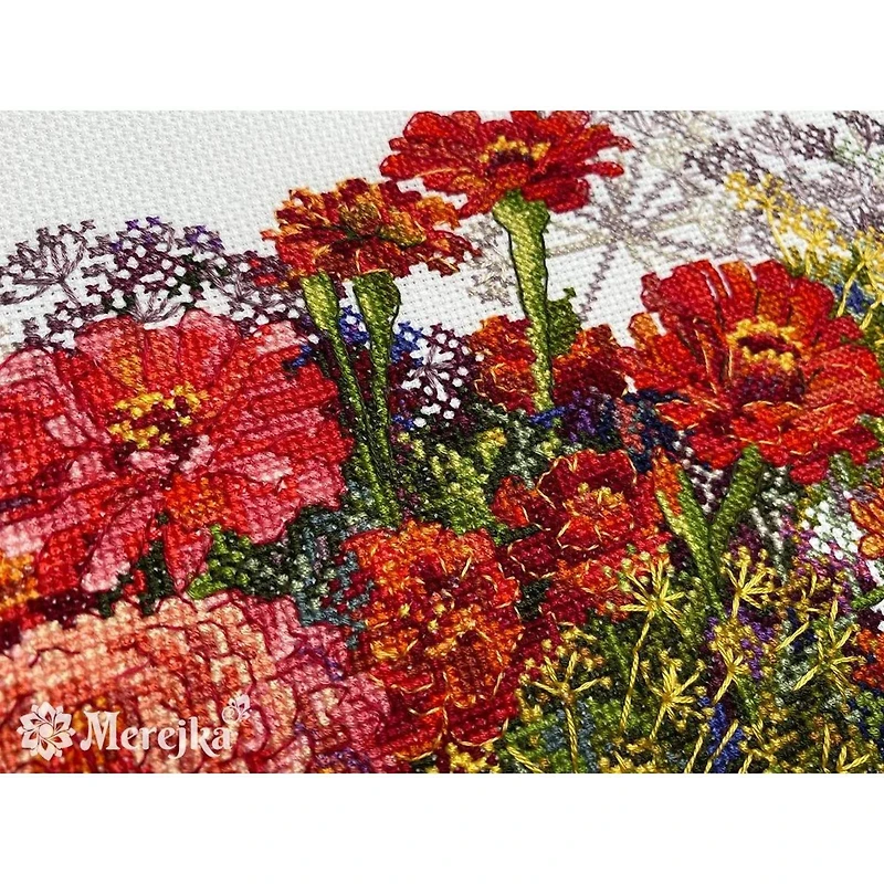 Merejka Zinnia & Dill Counted Cross Stitch Kit