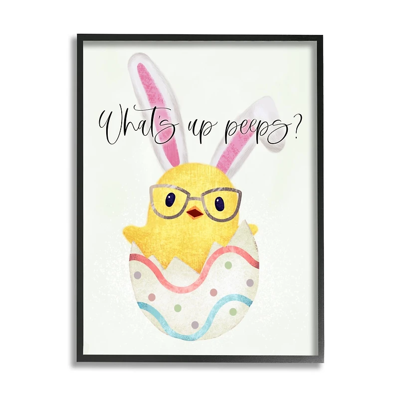 Stupell Industries What's Up Peeps Funny Easter Phrase Hatched Chick Framed Giclee Art