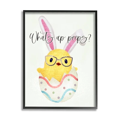 Stupell Industries What's Up Peeps Funny Easter Phrase Hatched Chick Framed Giclee Art