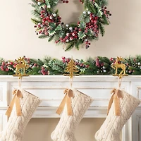 Glitzhome® Christmas Resin Tree and Reindeer Stocking Holder Set