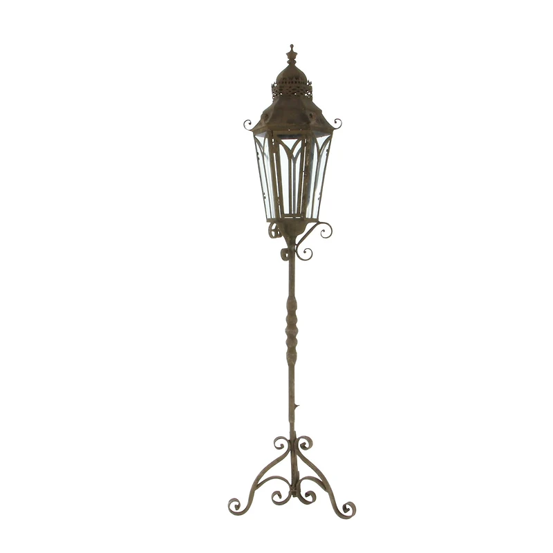 4.5ft. Brown Iron Rustic Candle Holder Lantern
