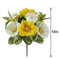 13" Yellow & White Poppy & Ranunculus Bush by Ashland®