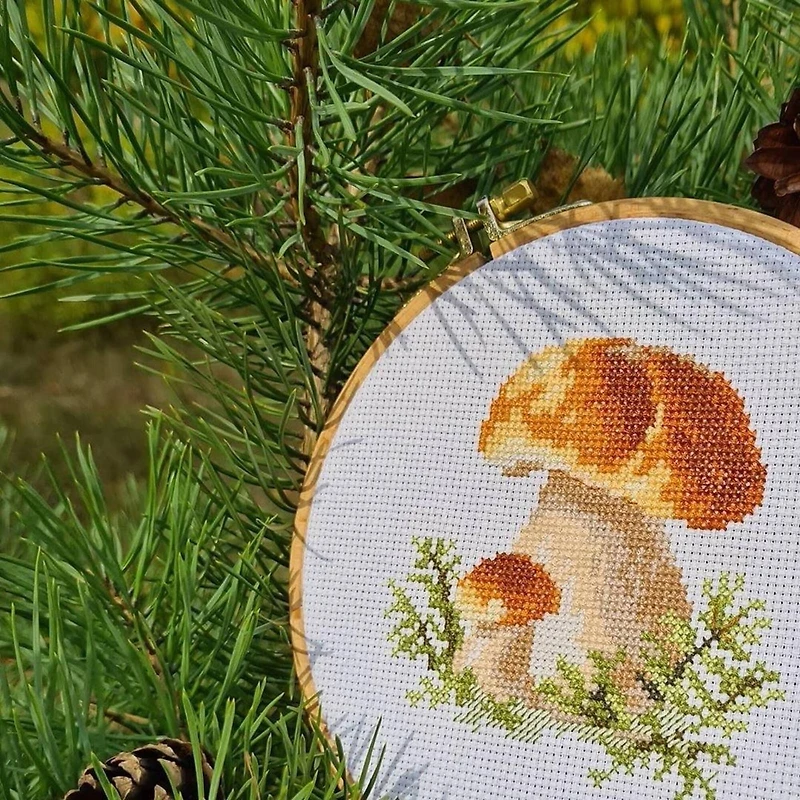 Alisa White Mushrooms Cross Stitch Kit