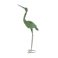 45" Green Metal Cranes Garden Sculpture Set