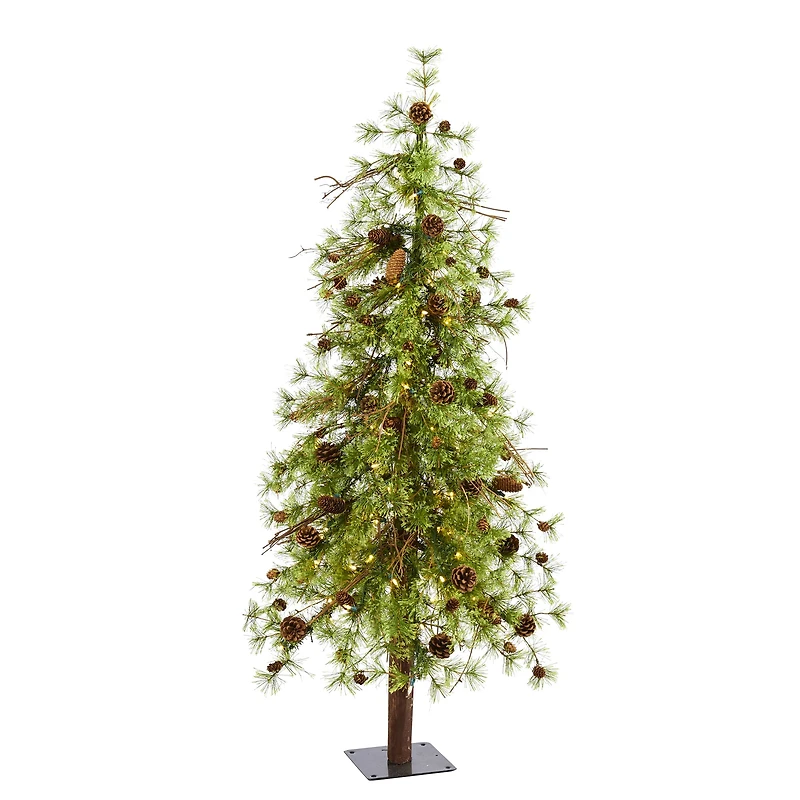5ft. Pre-Lit Wyoming Alpine & Pinecone Artificial Christmas Tree, Clear LED Lights