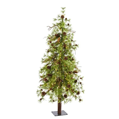5ft. Pre-Lit Wyoming Alpine & Pinecone Artificial Christmas Tree, Clear LED Lights