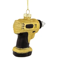 3.5" Yellow Power Drill Glass Christmas Ornament