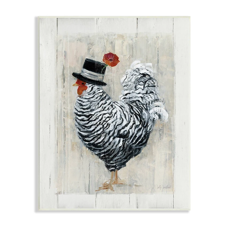 Stupell Industries Traditional Farm Chicken in Black Hat Chic Bird Wall Plaque