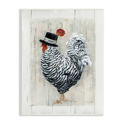 Stupell Industries Traditional Farm Chicken in Black Hat Chic Bird Wall Plaque