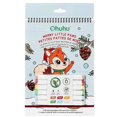 Ohuhu® Merry Little Paws Coloring Activity Book & Premium Markers