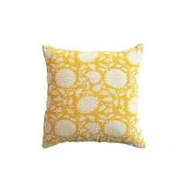 Hello Honey® 16" Yellow & White Floral Bock Print Accent Pillow