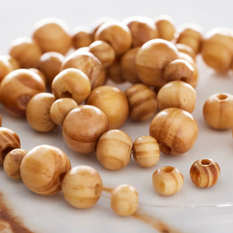 12 Pack: Natural Wooden Round Beads by Bead Landing™