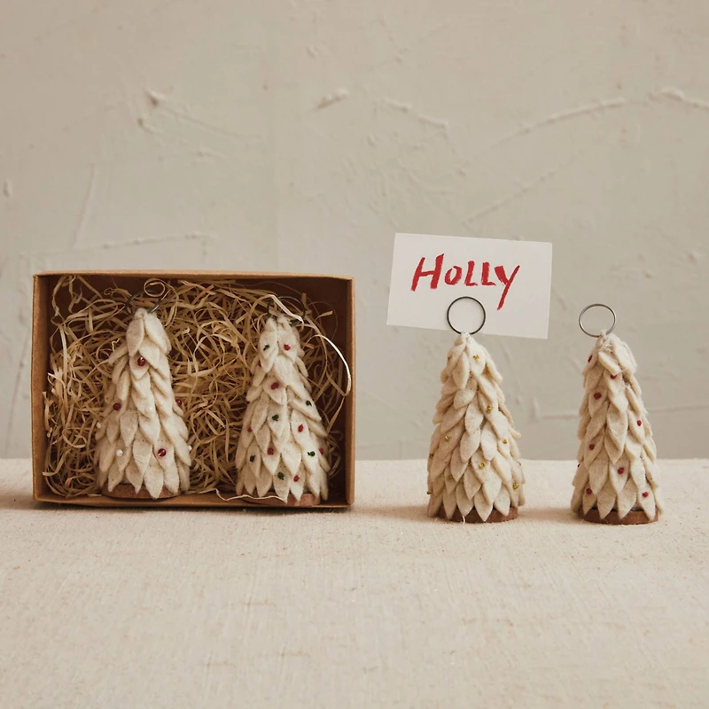 Hello Honey® Felt Wool Christmas Tree Place Card & Photo Holder Set
