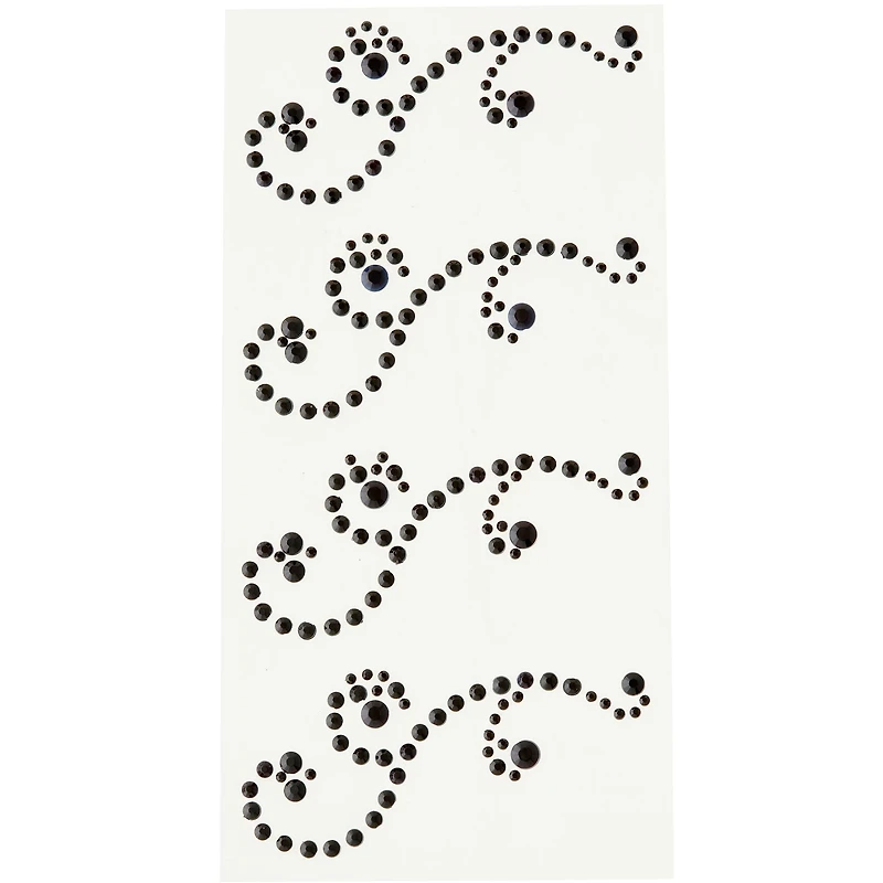 Recollections™ Adhesive Rhinestones, Black Swirl Flourishes
