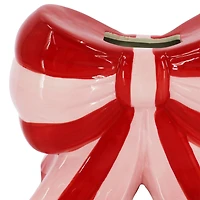 8" Pink Stripe Bow Ceramic Container by Ashland®