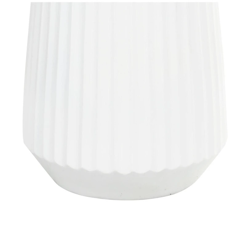 Large White Ribbed Resin Floor Vase