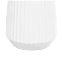 Large White Ribbed Resin Floor Vase