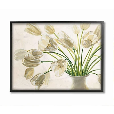 Stupell Industries White Tulip Bouquet Wall Art in Black Frame