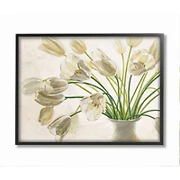 Stupell Industries White Tulip Bouquet Wall Art in Black Frame